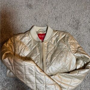Guess Gold Bomber Jacket with Quilted Design